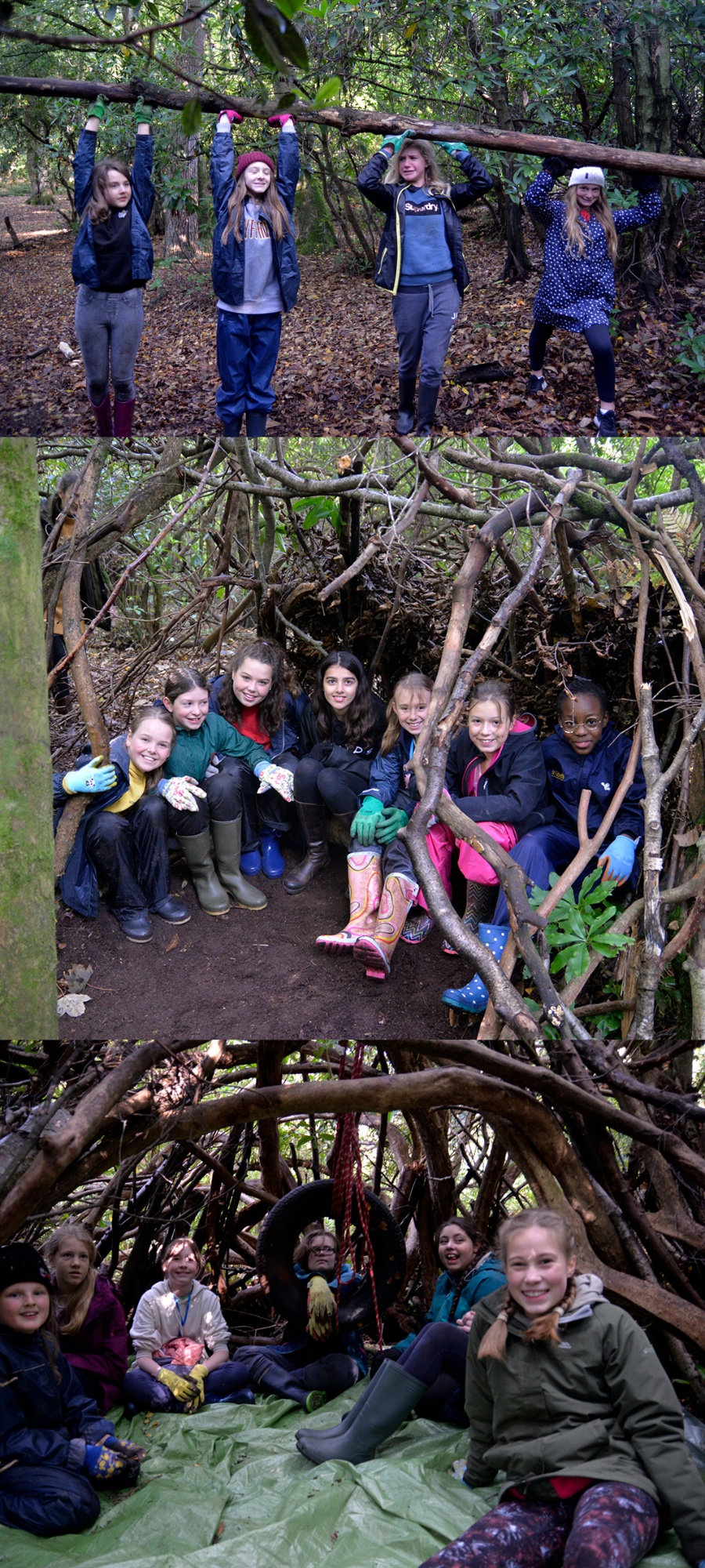 Den building in St Gabriel's woods